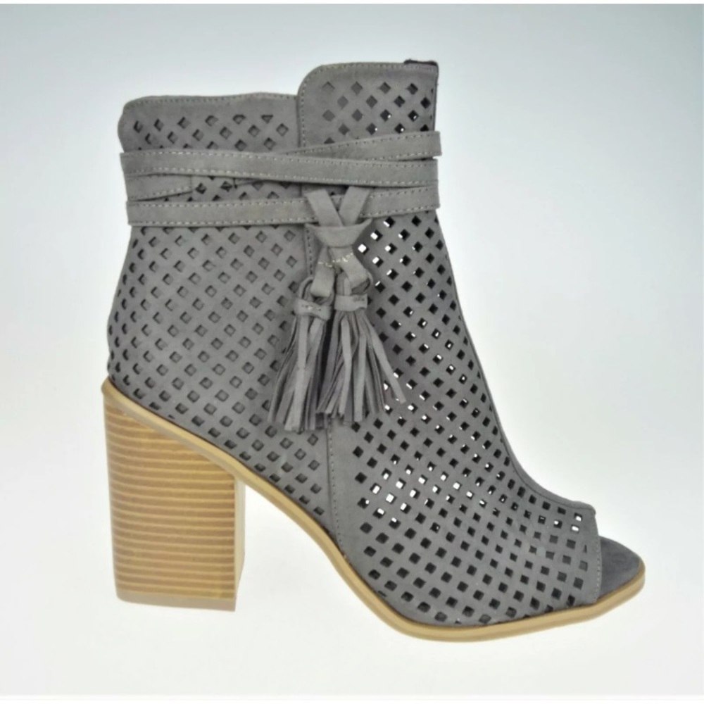 London Rag Faux Suede Serena Heeled Bootie Ankle Boots